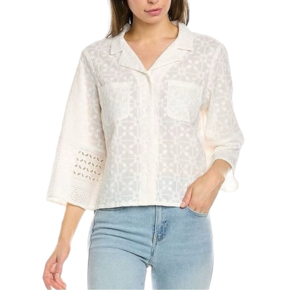 Badgley Mischka Cropped Embroidered Eyelet
Jacket White XS Extra Small New